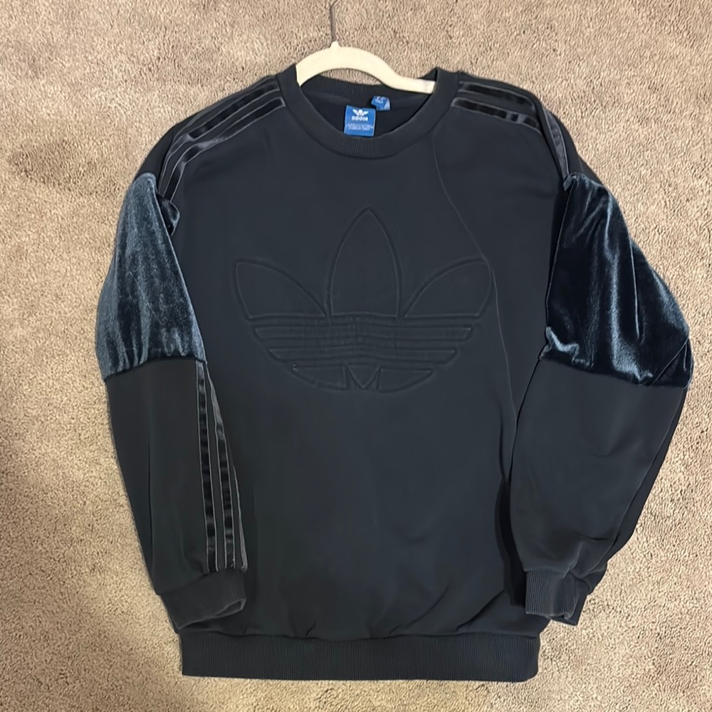Adidas Blue Crewneck Sweater with suede accents